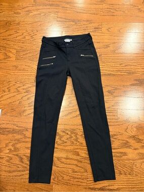 Womens Athleta Metro Drifter Pull-on Black Skinny Pants Zip Pockets Size 4